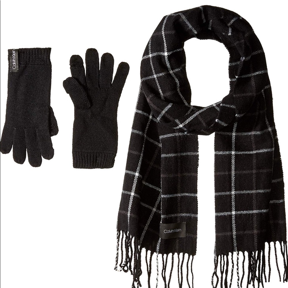 Calvin Klein Scarf and Gloves NWT